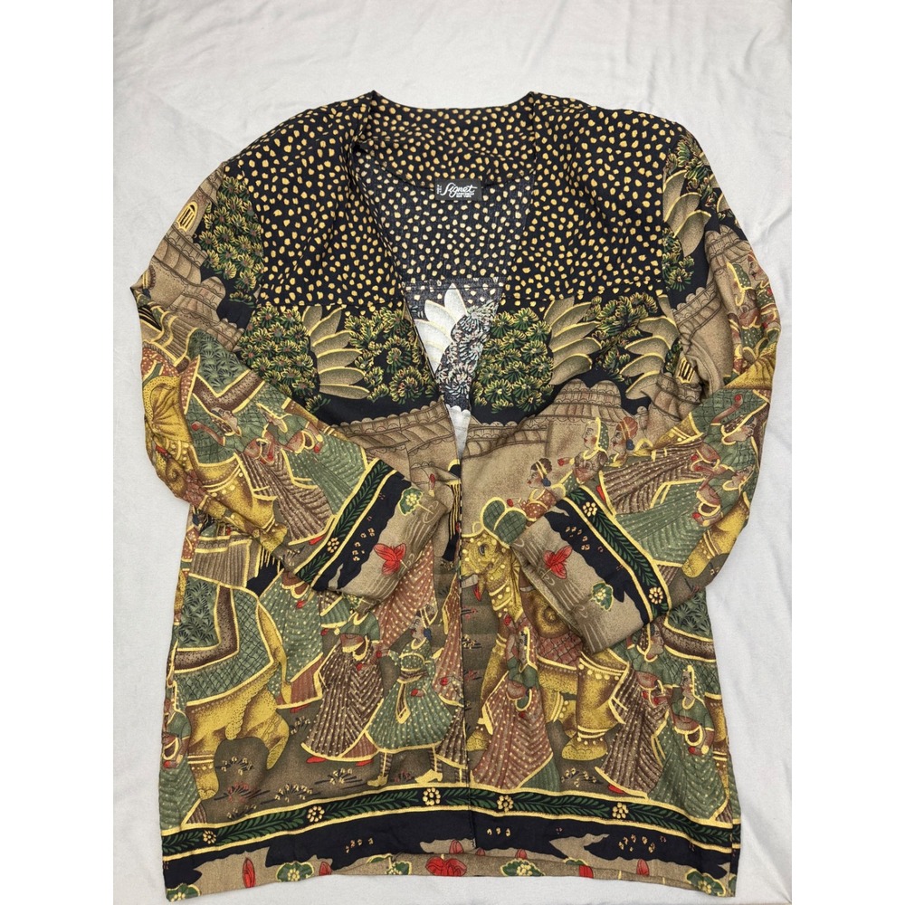 Signet New York Vintage Elephant Novelty Print Blazer Jacket Rayon Large USA - Picture 11 of 16